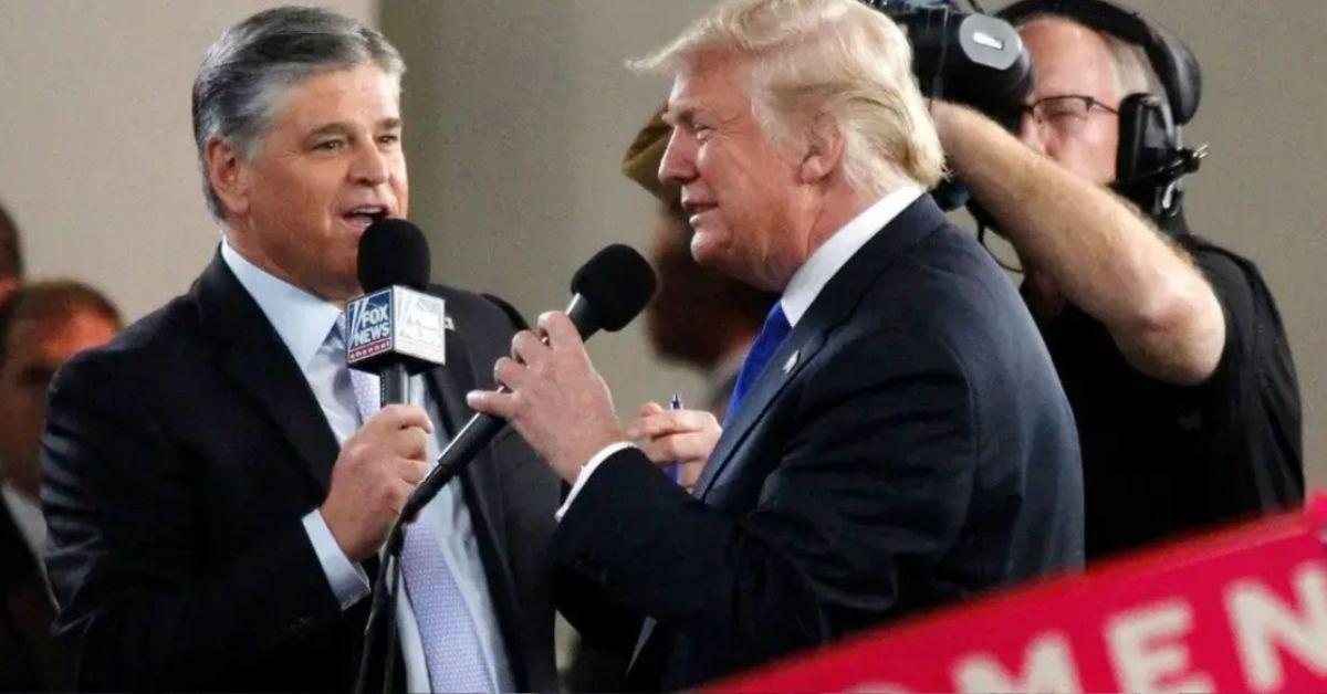 photo of Donald Trump talking to Sean Hannity