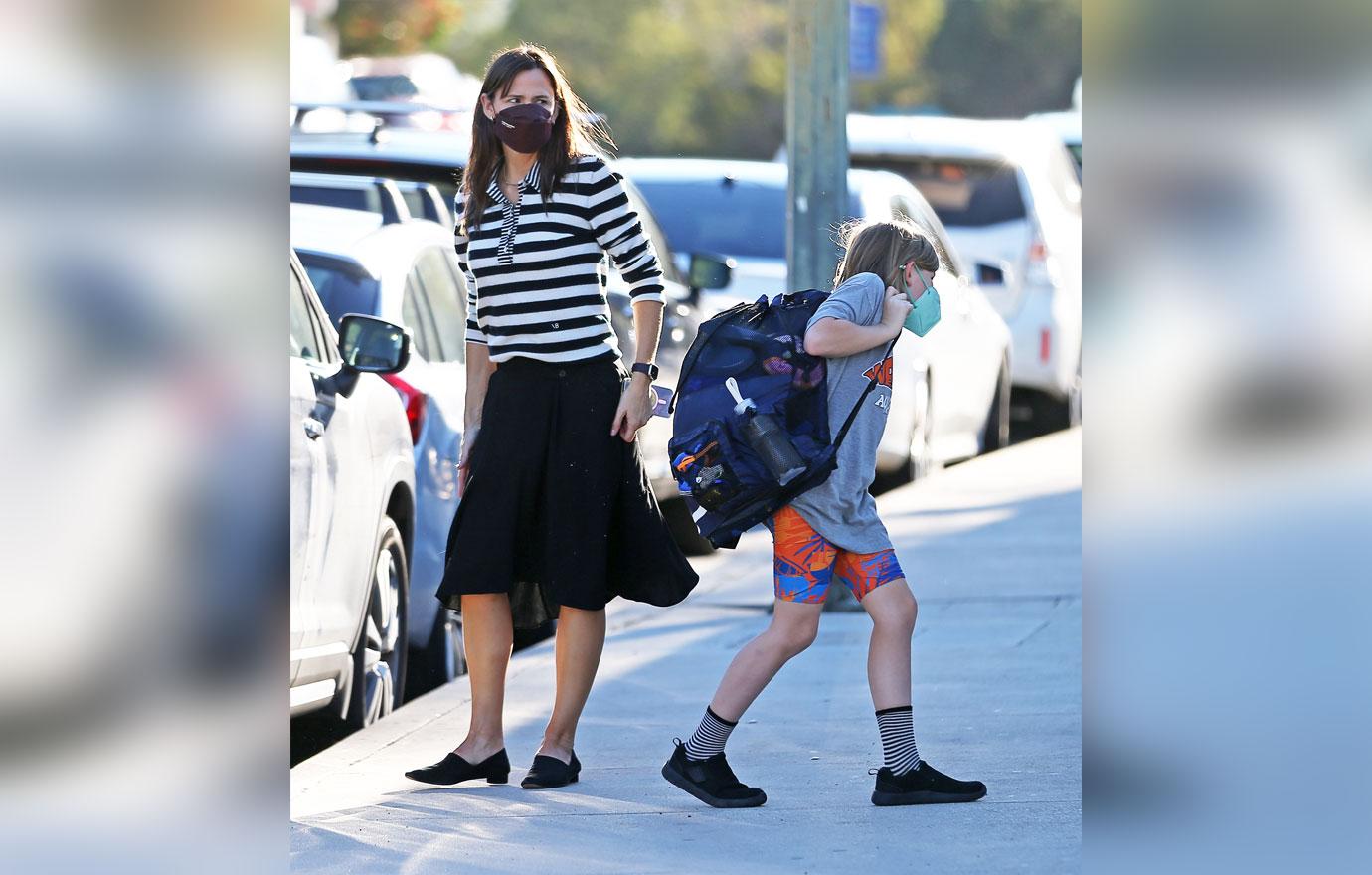 jennifer garner is seen dropping off her son samuel at swim practice