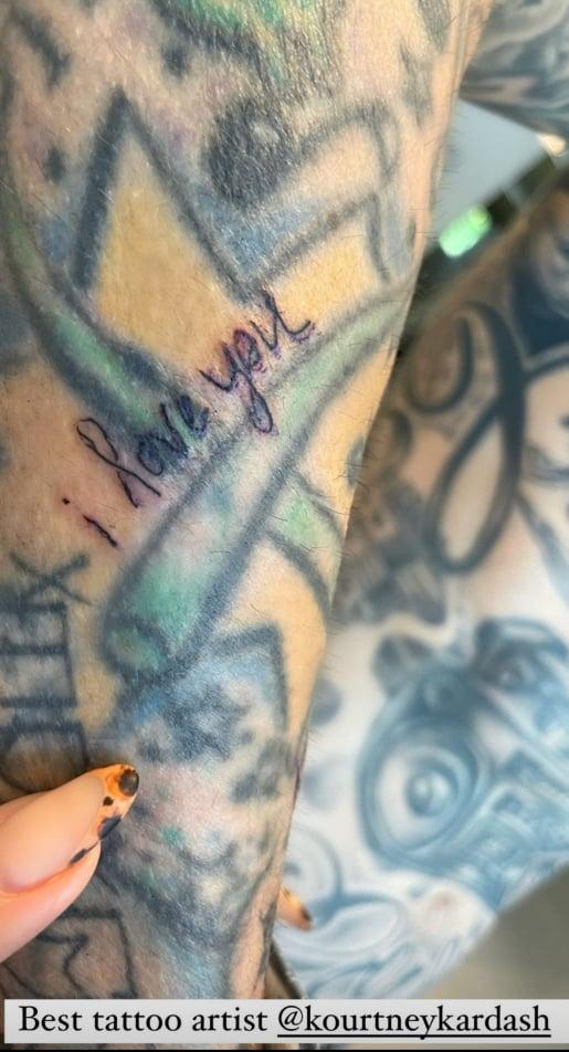 kourtney kardashian travis barker tattoo i love you