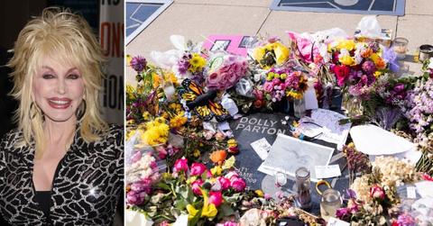 Split photo of Dolly Parton and Fan tributes