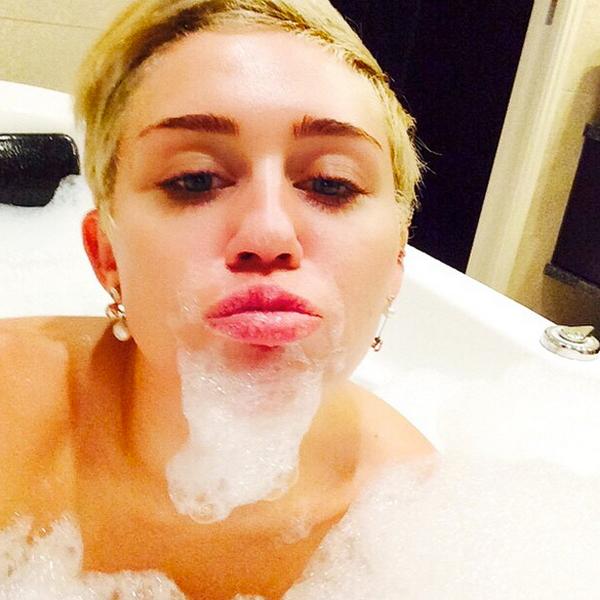 Miley cyrus bubble bath beard