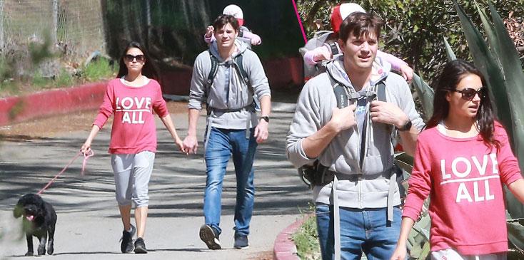 ashton kutcher mila kunis hiking daughter wyatt