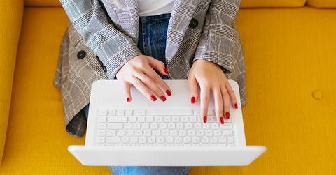 Blonde woman at office