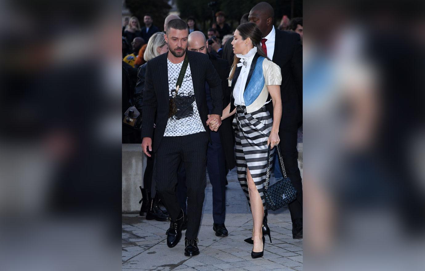 Justin Timberlake tackled by prankster outside Louis Vuitton Show