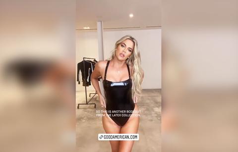 khloe kardashian good american latex bodysuit