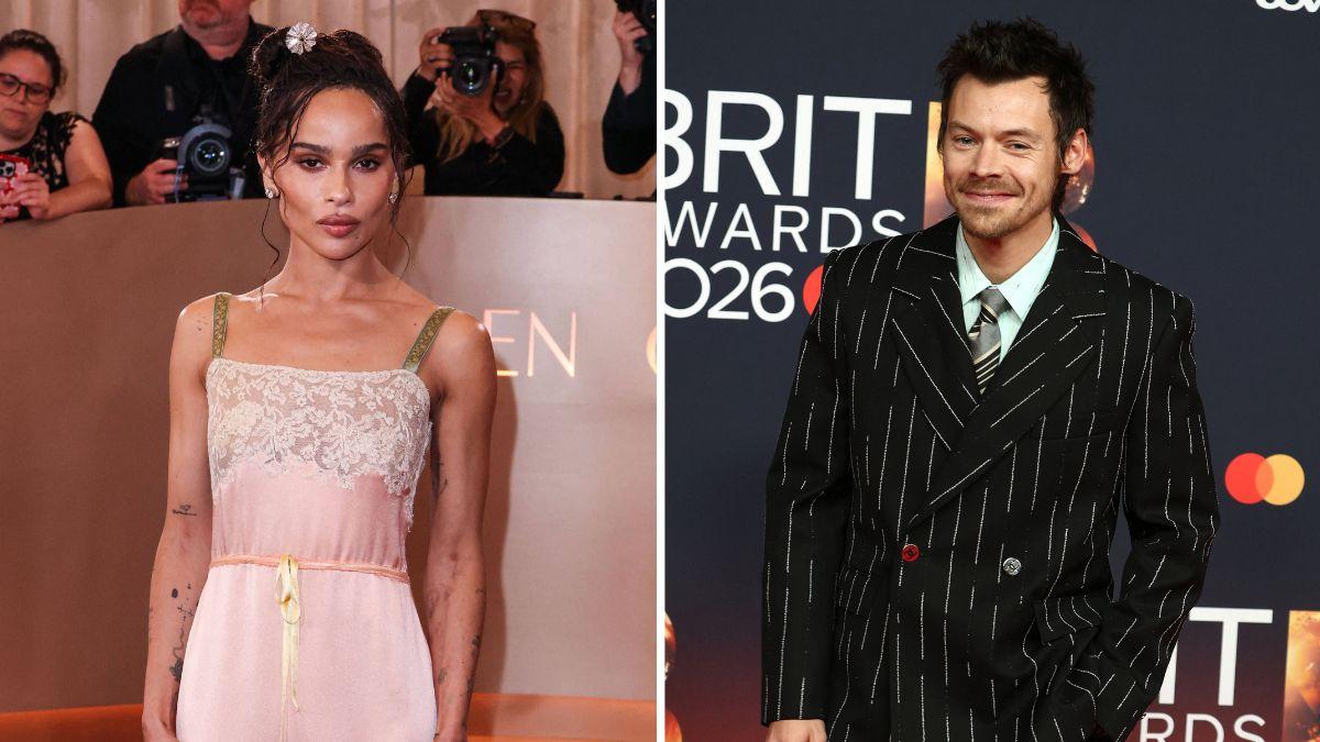 Split photo of Zoë Kravitz and Harry Styles.