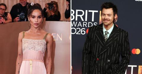 Split photo of Zoë Kravitz and Harry Styles.
