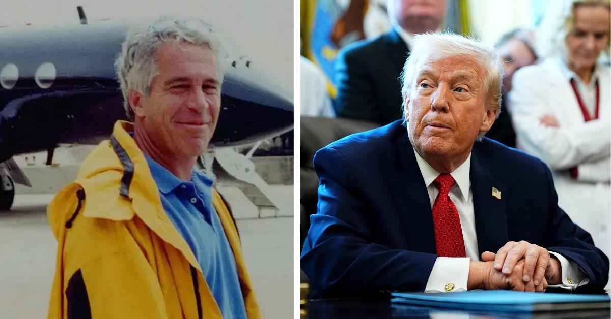 image of Donald Trump and Jeffrey Epstein partied together in the '90s.
