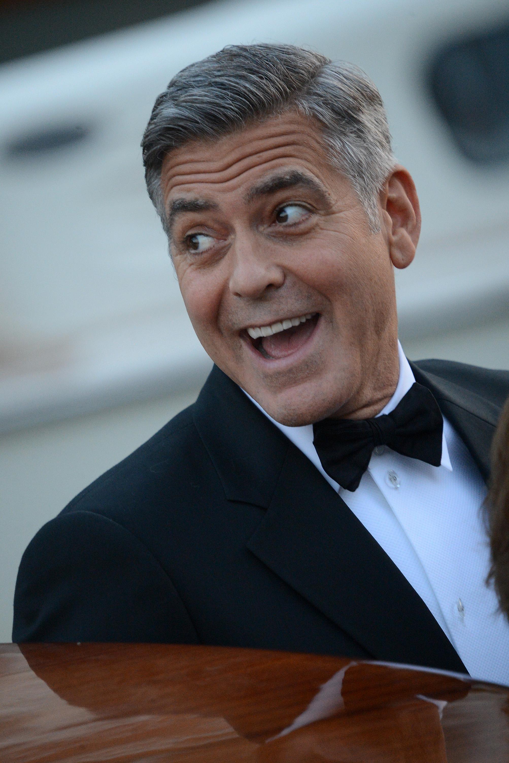 George Clooney seen heading to his wedding at the Aman Hotel in Venice