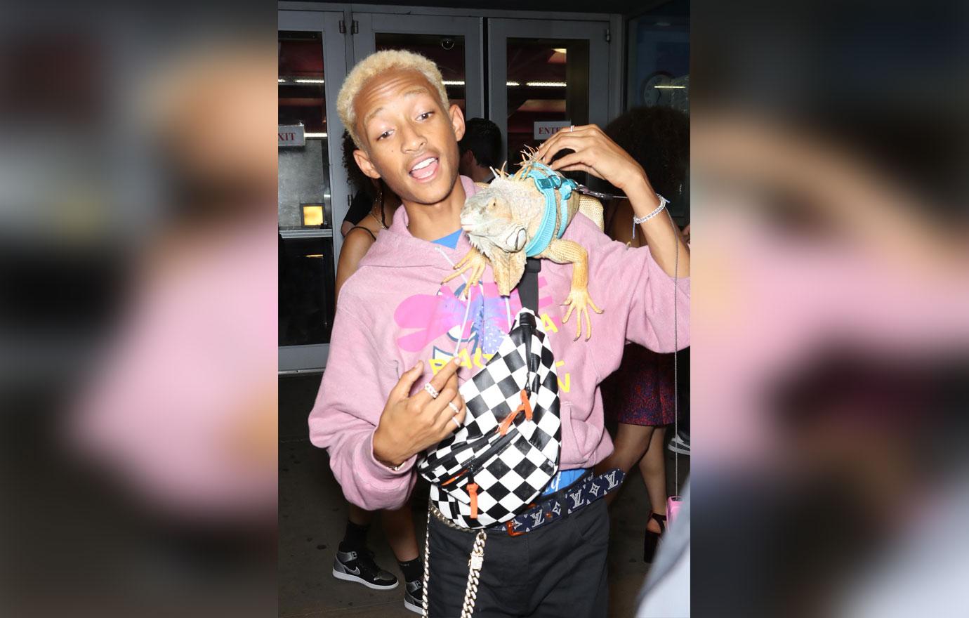 Jaden Smith Hits the Red Carpet With an Iguana, Blond Eyebrows and  Distressed Dad Shoes