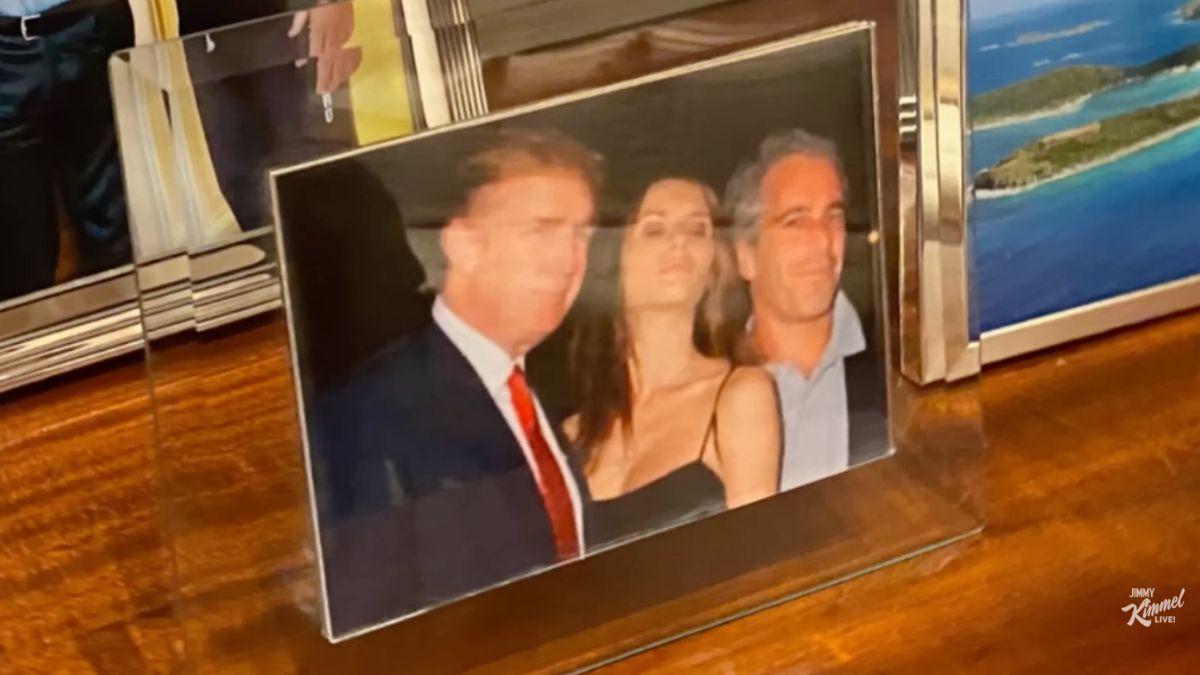 Photo of Jeffrey Epstein's accomplice Ghislaine Maxwell was cropped out of the framed image.
