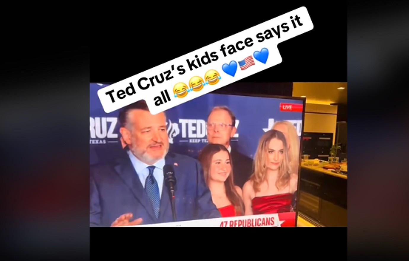 ted cruzs daughter winces donald trump tiktok