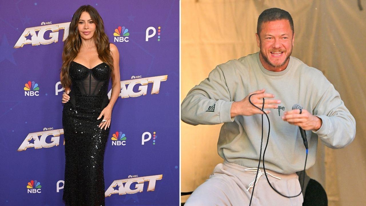 Split photo of Sofía Vergara and Dan Reynolds
