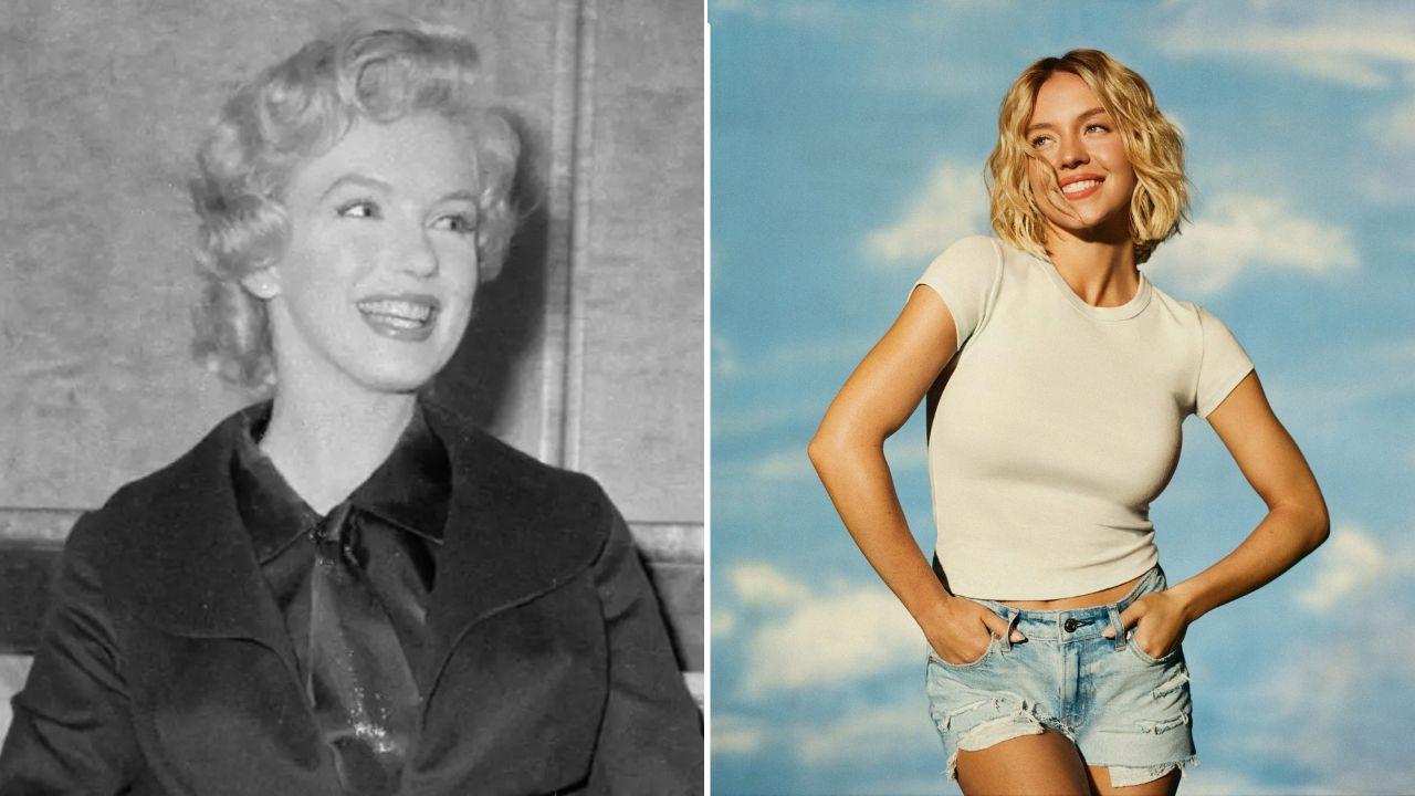 Image of Sydney Sweeney and Marilyn Monroe share a common ancestor named Ezra Perry.