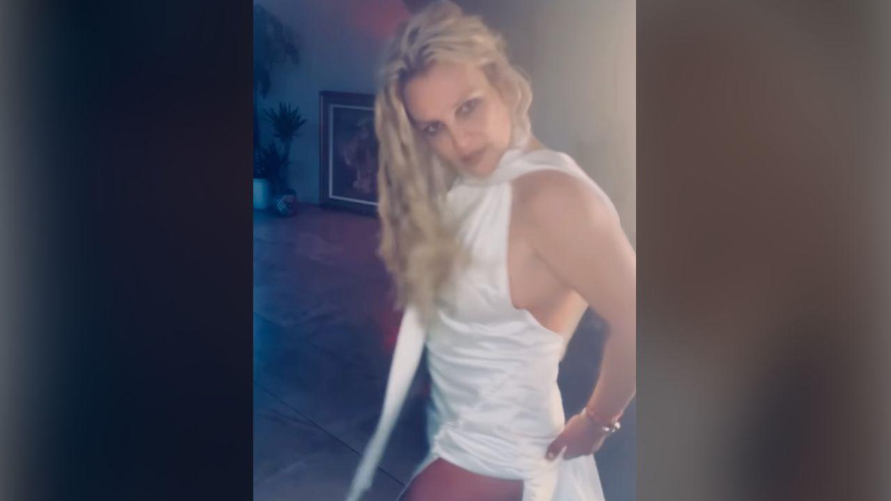 Photo of Britney Spears showed off her dance moves in a nearly see-through white dress.