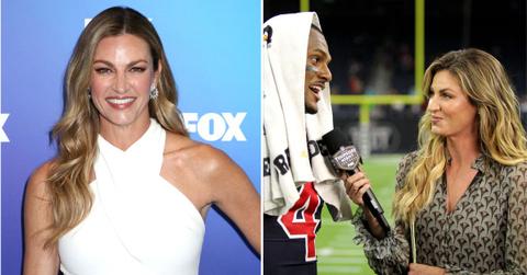 split of Erin Andrews, interviewing.