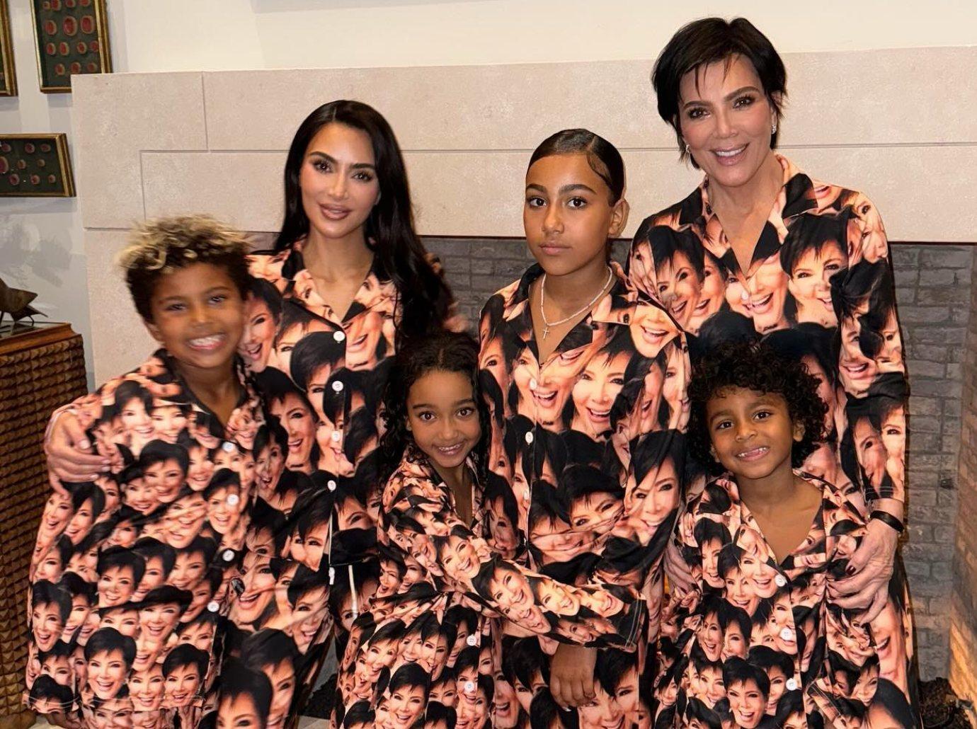 kim kardashian shares photo kids kris jenner kanye west isnt around much