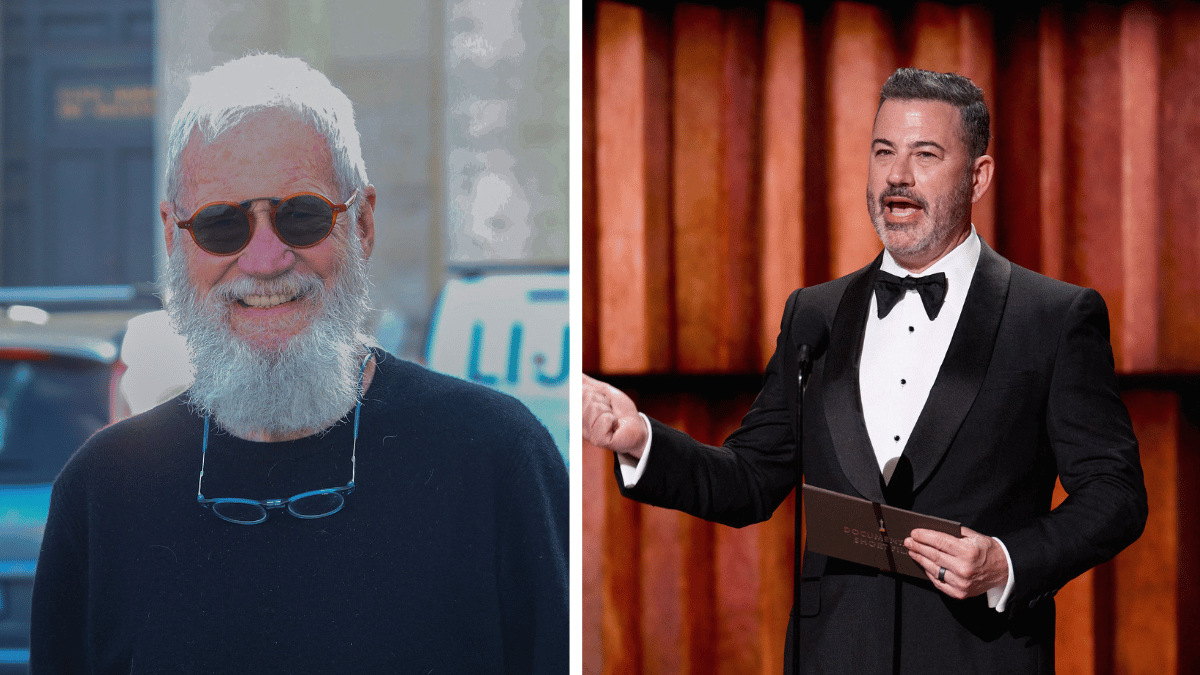 Photo of David Letterman and Jimmy Kimmel