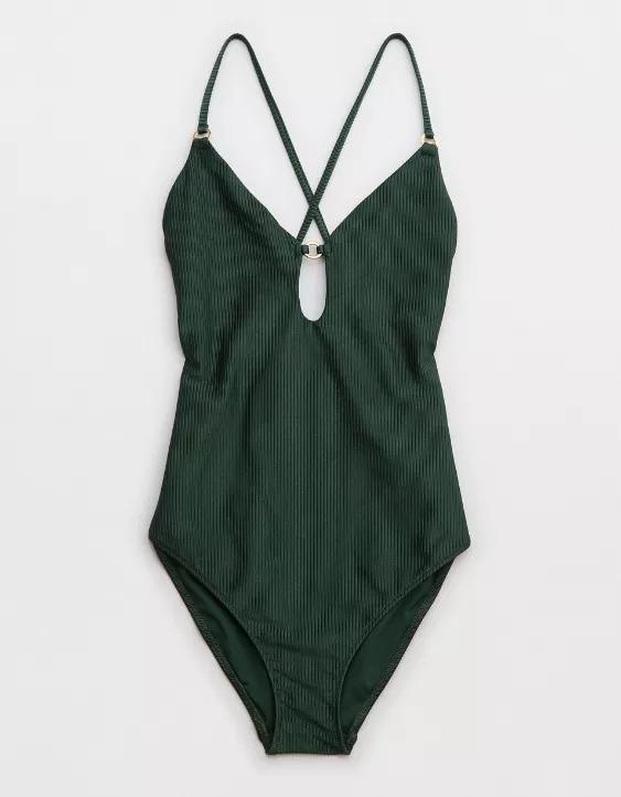 aerie shine rib full coverage one piece swimsuit aeriecom