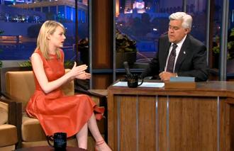 Emma Stone shows Jay Leno how little she has changed since