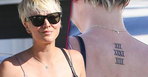 Kaley cuoco covers tatooo of wedding date