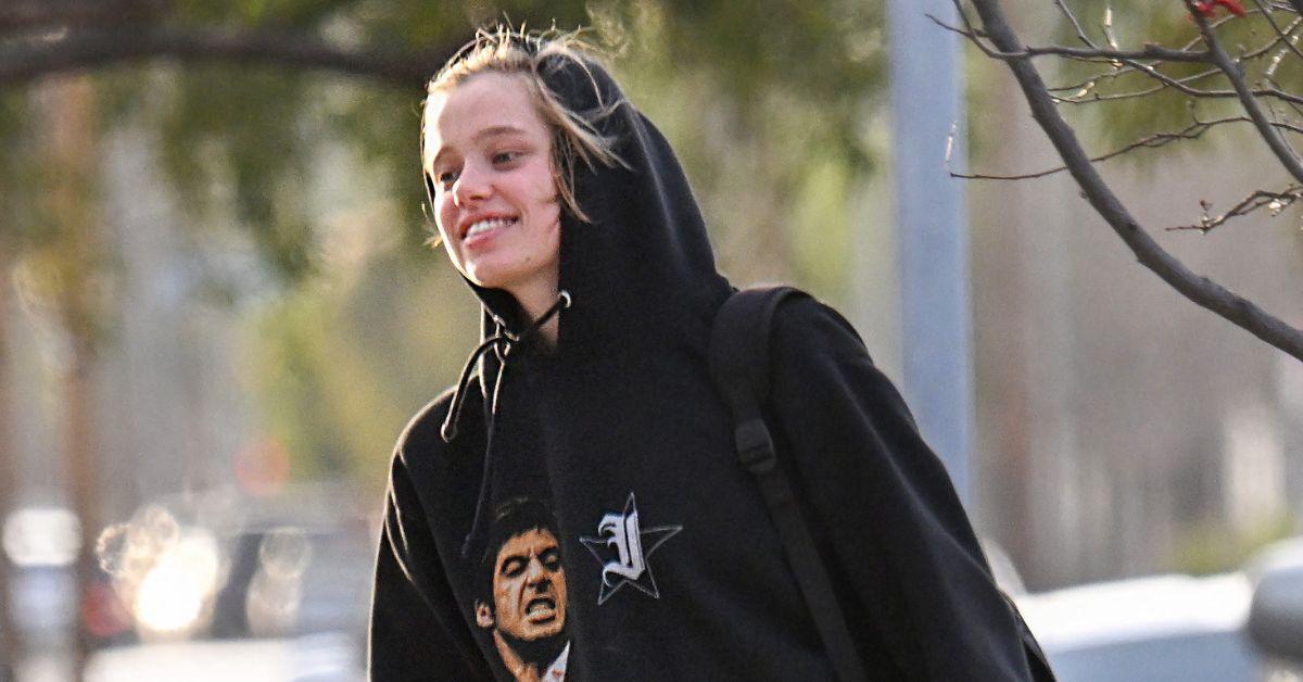 Image of Shiloh Jolie has a lip piercing.
