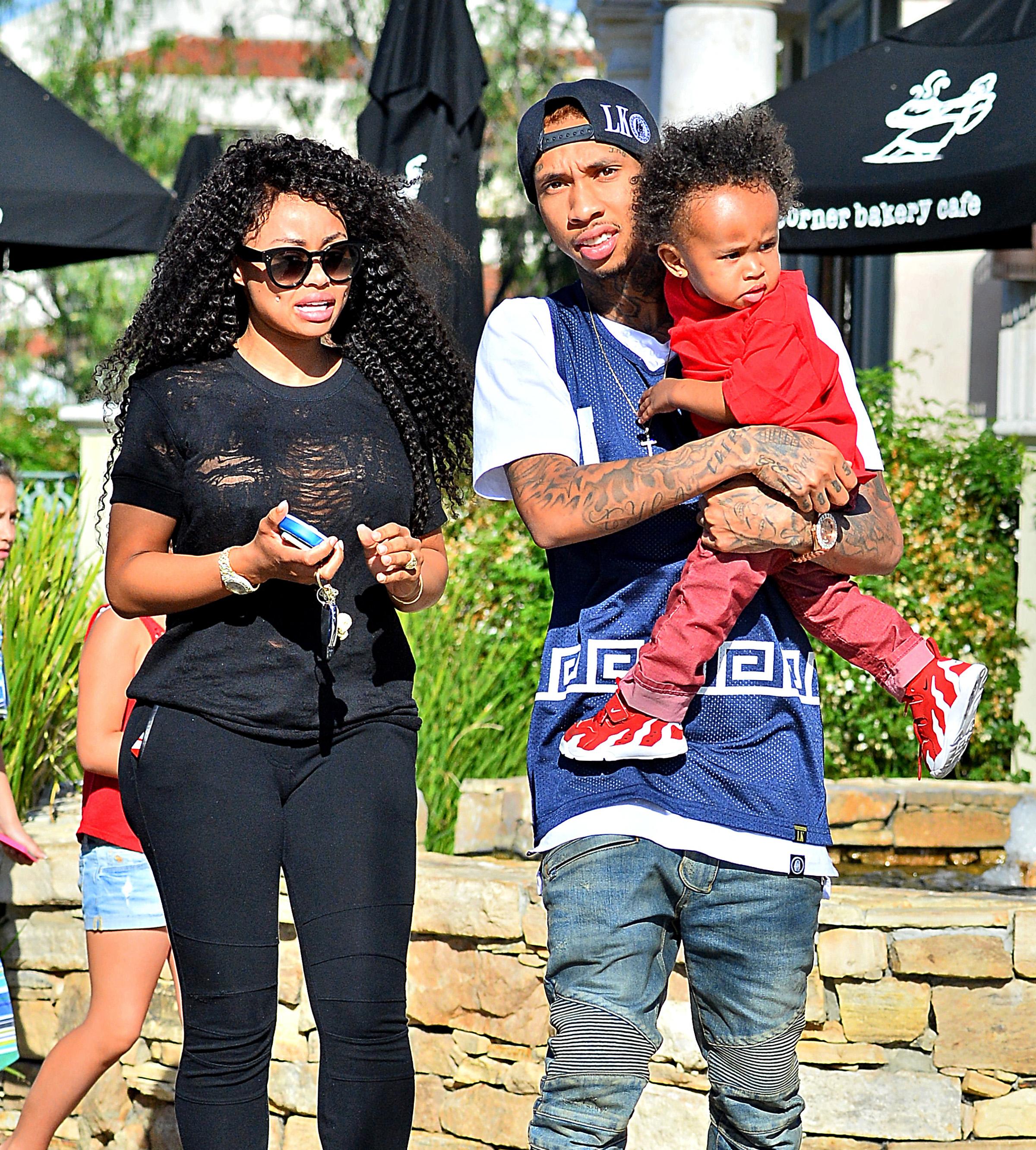 Rapper Tyga and Blac Chyna spotted out with their son King Cairo in Calabasas, CA