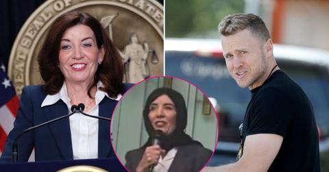 Split photo of Kathy Hochul and Spencer Pratt