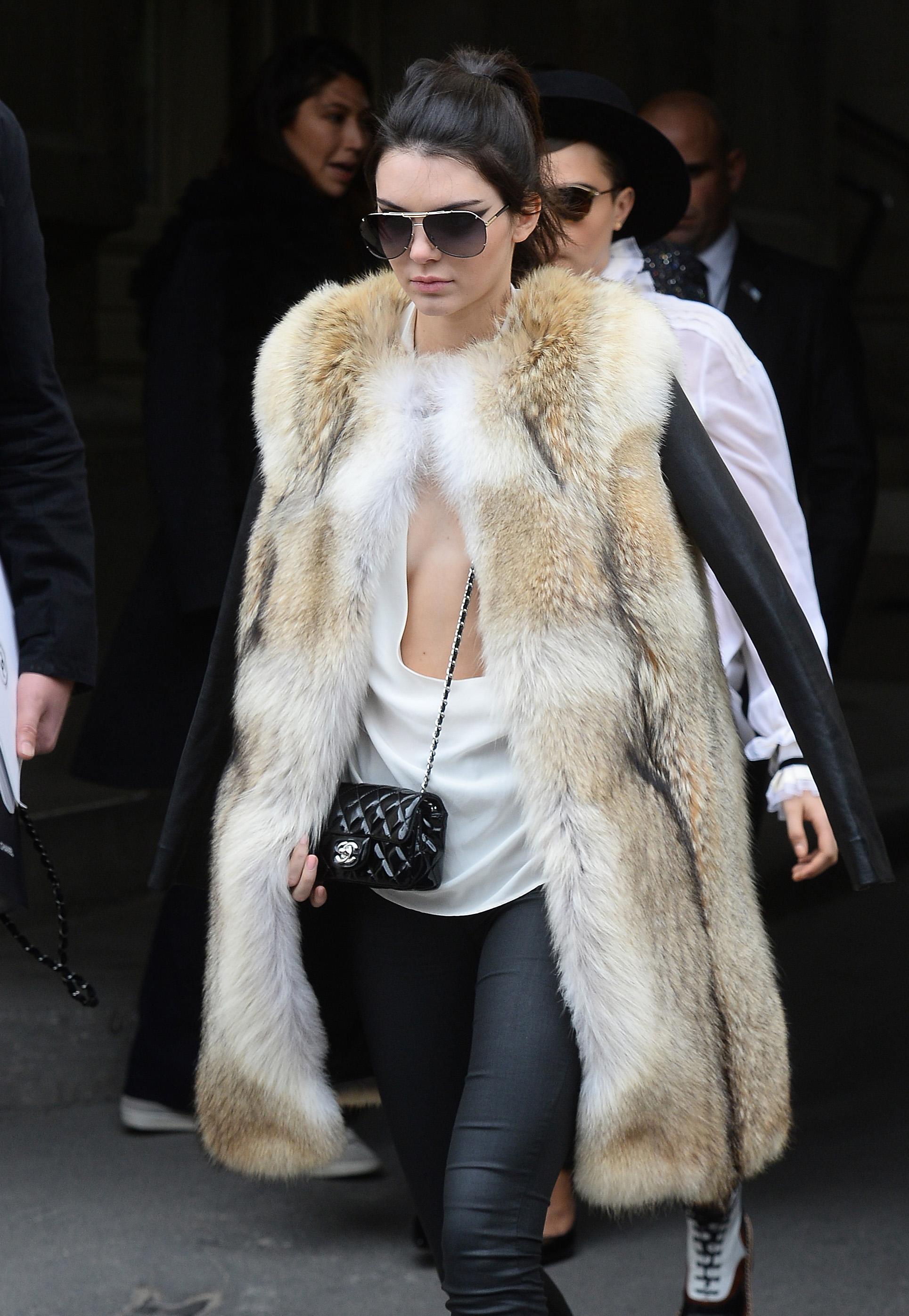 Kendall Jenner, Cara Delevingne and Kris Jenner seen leaving the Chanel show at Grand Palais