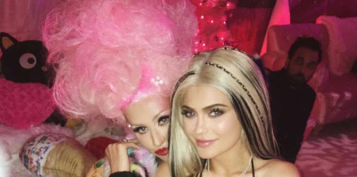 Kylie jenner christina aguilera kiss birthday party halloween costume hero