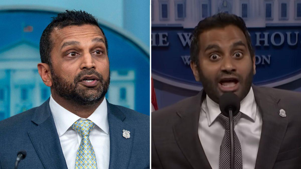 Photo of Kash Patel and Aziz Ansari.