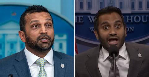 Photo of Kash Patel and Aziz Ansari.