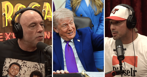split of Joe Rogan, Donald Trump.