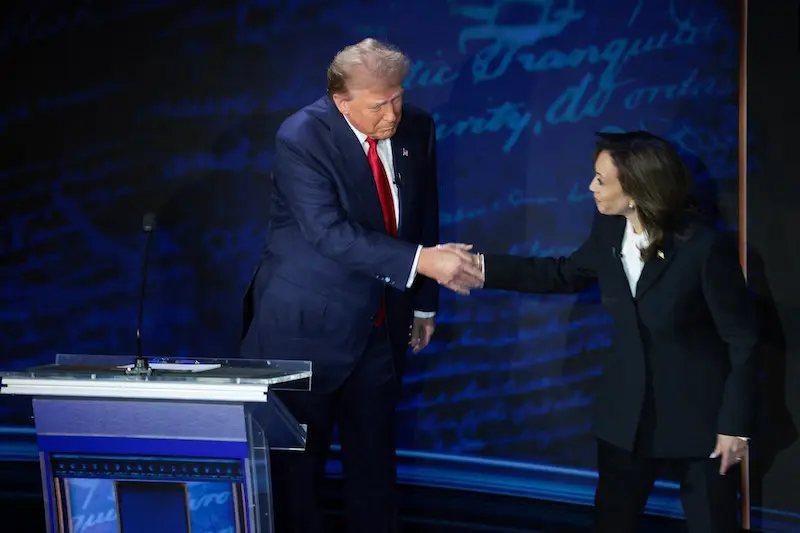 kamala harris debate outfit trolled resembling quaker oats mascot