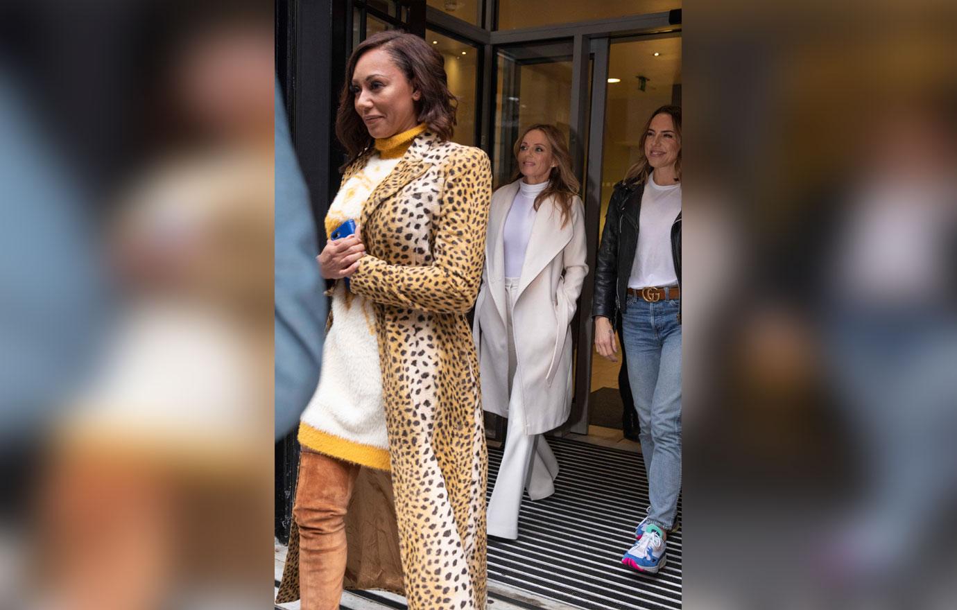 The Spice Girls leave BBC radio 2 studios in London after appearing on the Chris Evans breakfast show