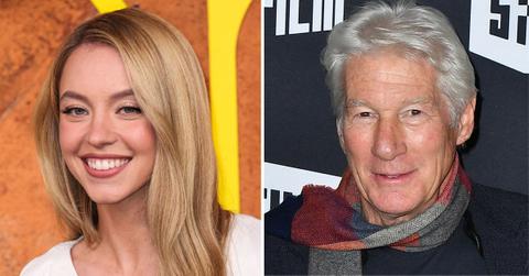 split photo of Sydney Sweeney & Richard Gere