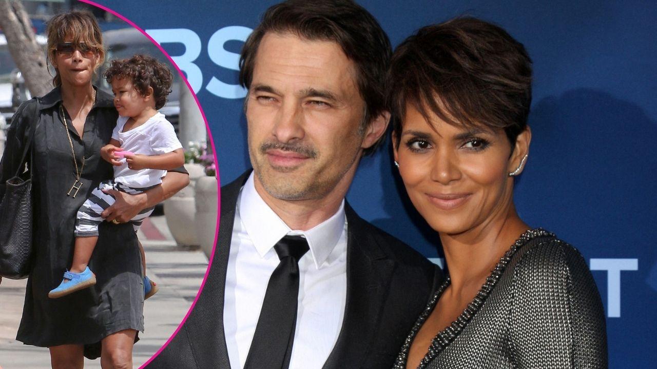 Split photo of Halle Berry, Maceo and Olivier Martinez