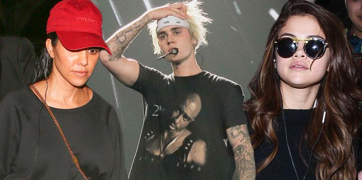 Selena gomez kourtney kardashian attend justin bieber concert HERO