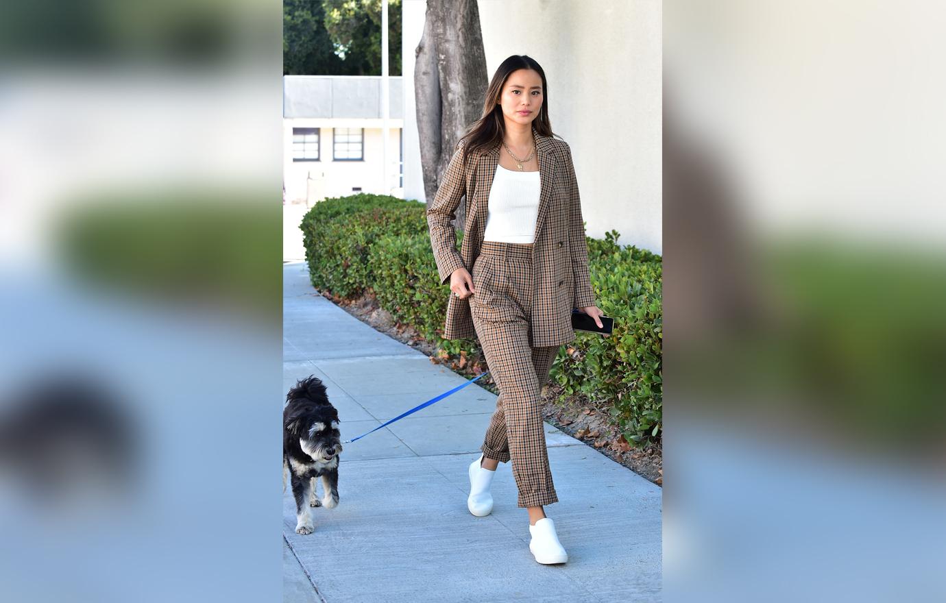 Jamie Chung Walks Her Dog