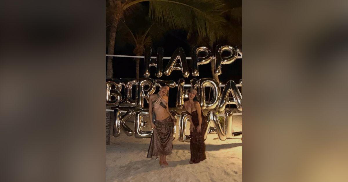 Image of Kim Kardashian celebrated Kendall Jenner's birthday on the beach.