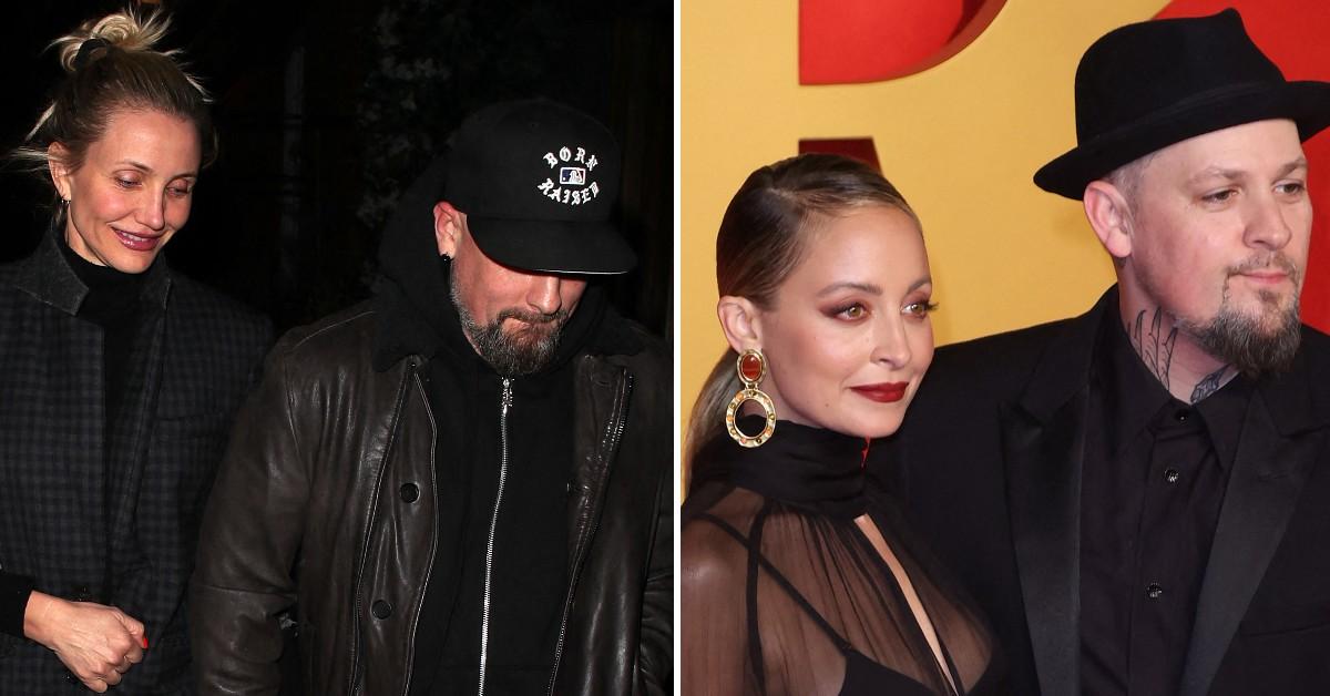 Photo of Cameron Diaz and Benji Madden; picture of Nicole Richie and Joel Madden.