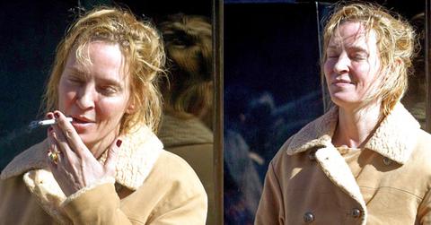 Uma thurman no makeup smoking custody battle 08