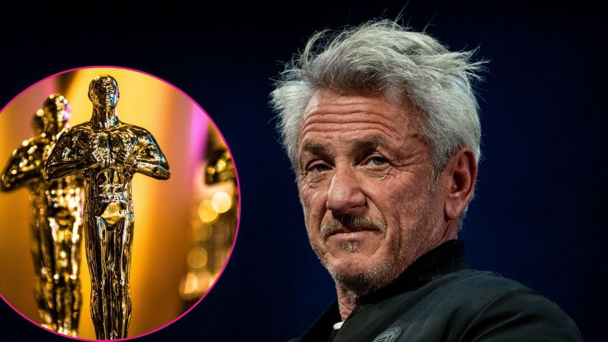 Composite photo of Sean Penn and an Oscars trophy.