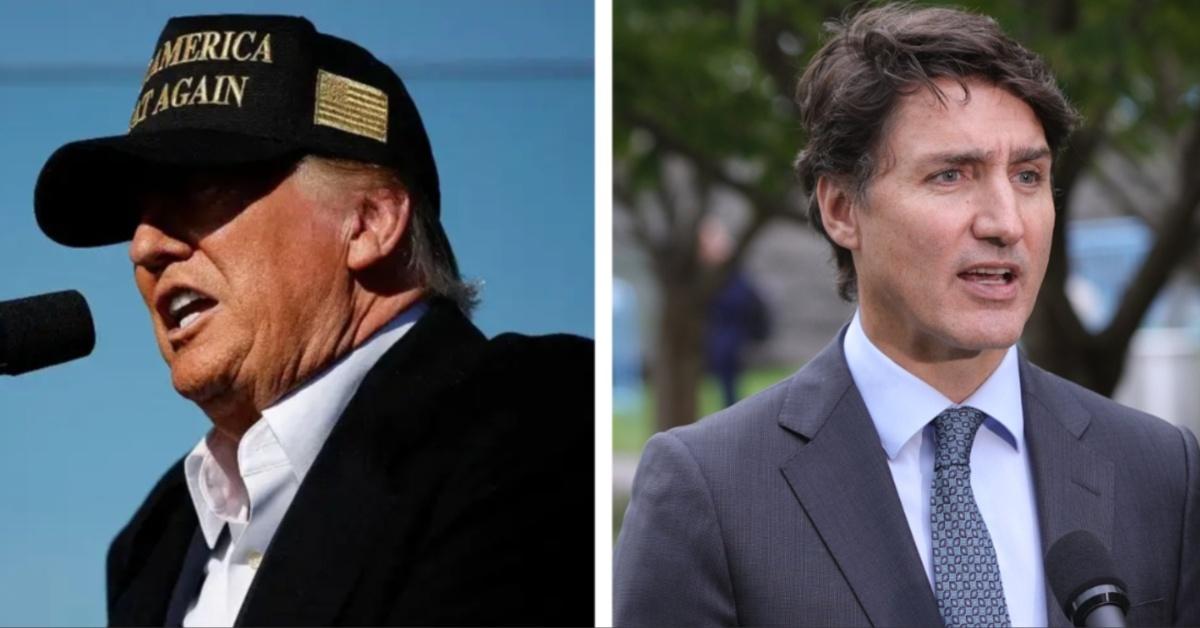 Split photos of Donald Trump and Justin Trudeau