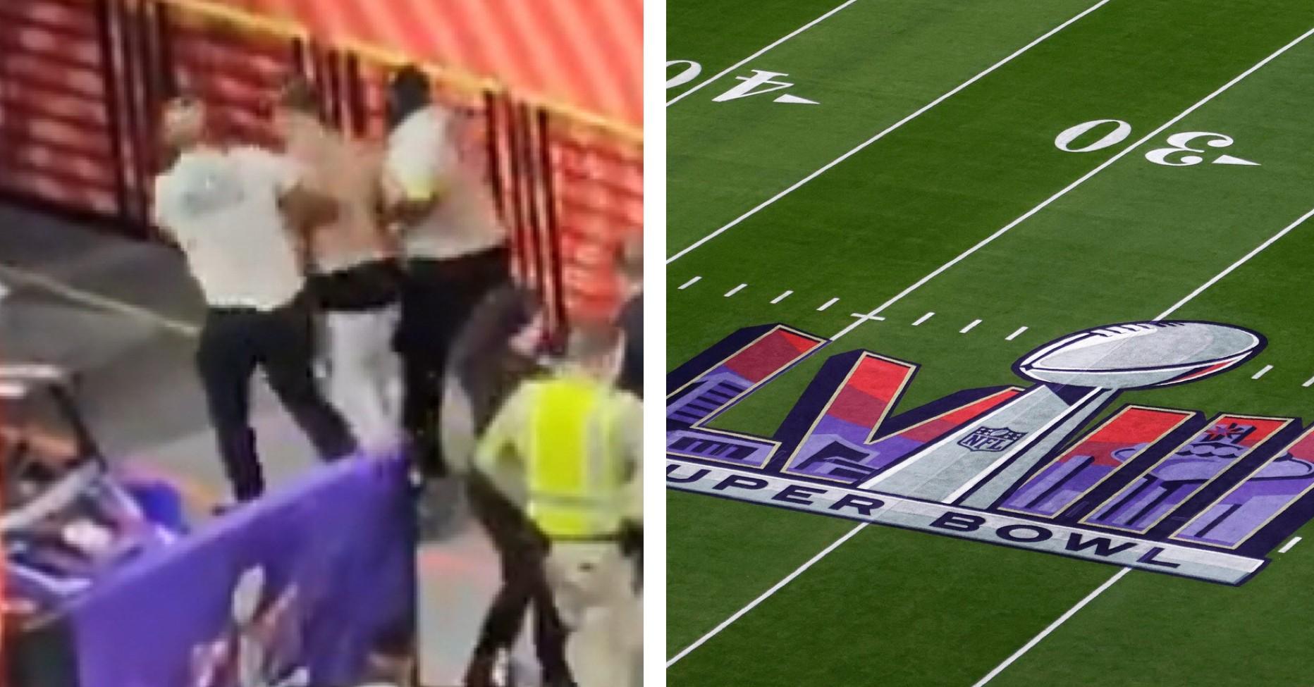 Streaker Tries To Run Onto The Field During 2024 Super Bowl
