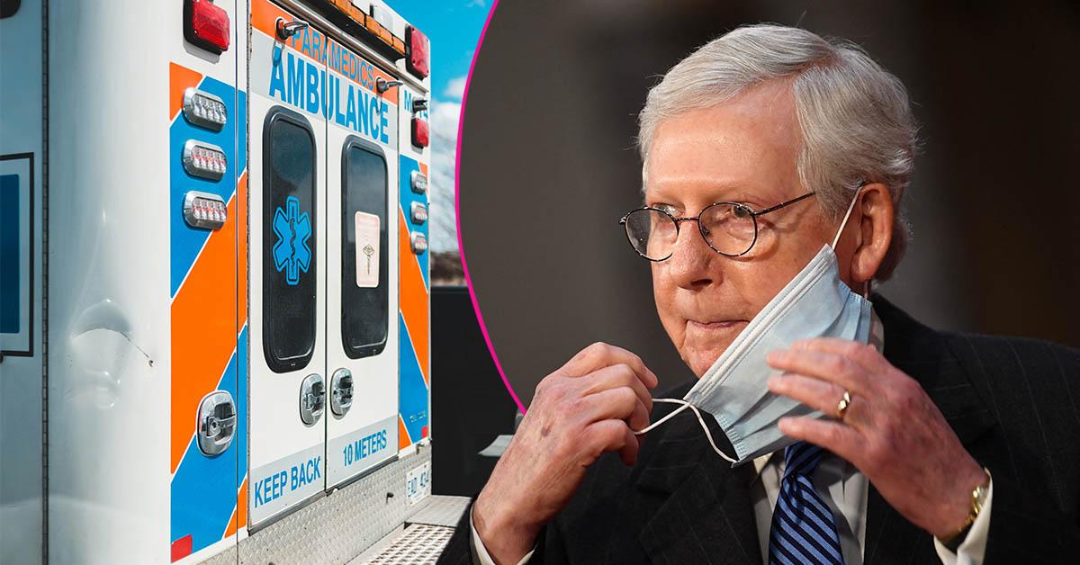 Mitch McConnell Seen Wheeled Onto Ambulance Via Stretcher in…