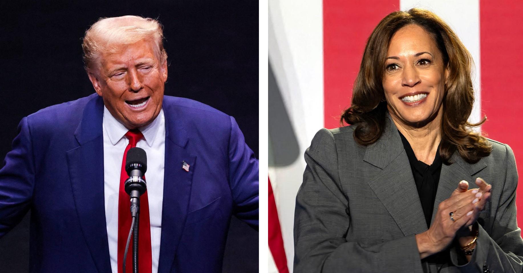 Composite photo of Donald Trump and Kamala Harris. 