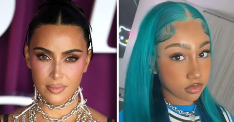 split photo of Kim Kardashian & North West