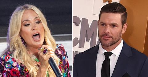 Composite photo of Carrie Underwood and Mike Fisher.