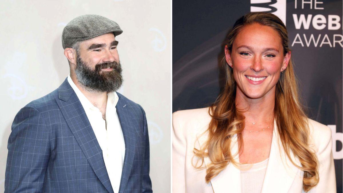 Photo of Jason Kelce; photo of Kylie Kelce